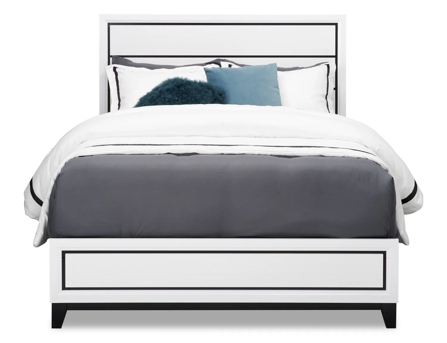Kate Panel Bed with Headboard & Frame, White - King Size