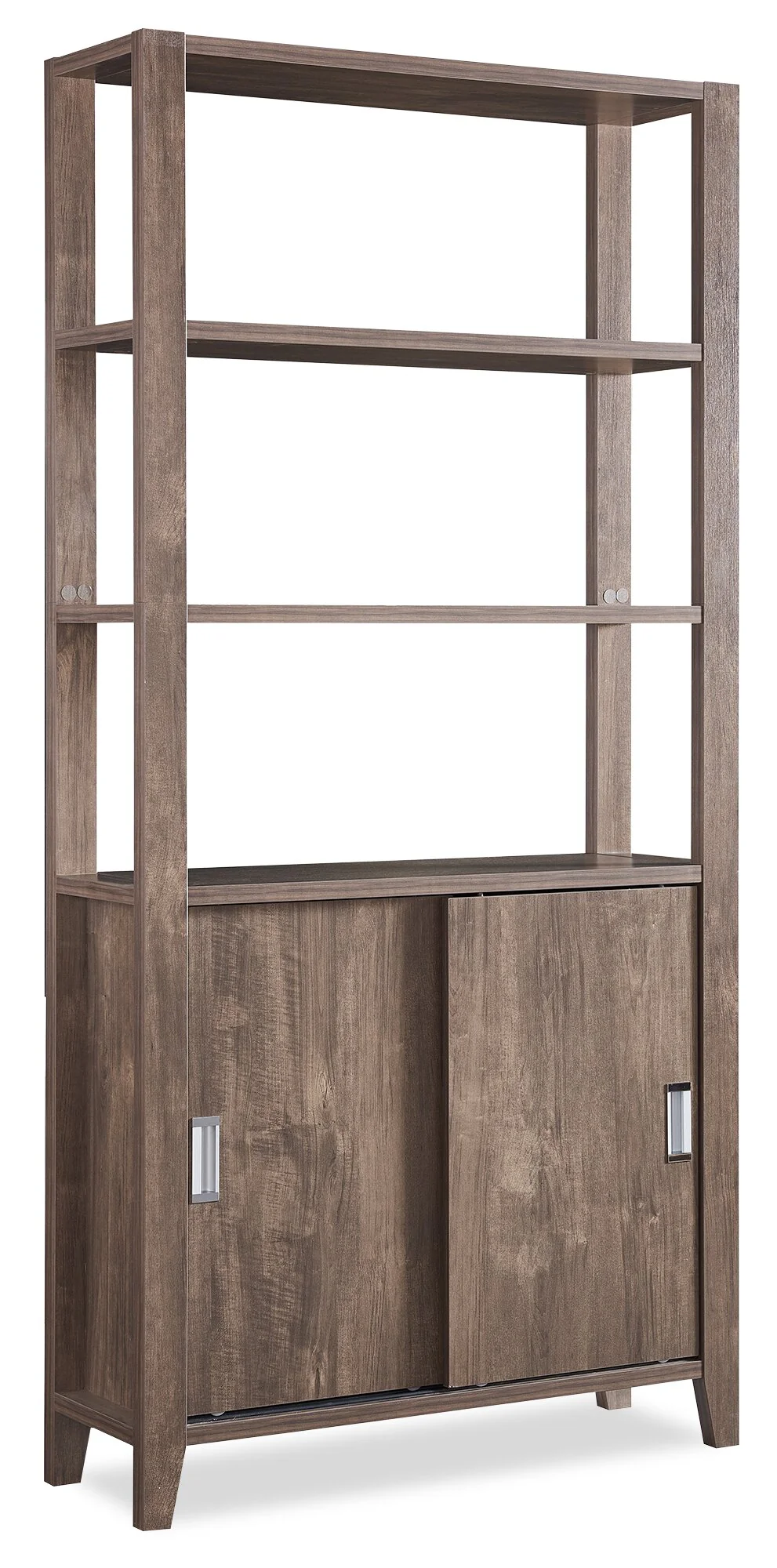 Jude 36" 3-Shelf Bookcase with Cabinet- Hazelnut