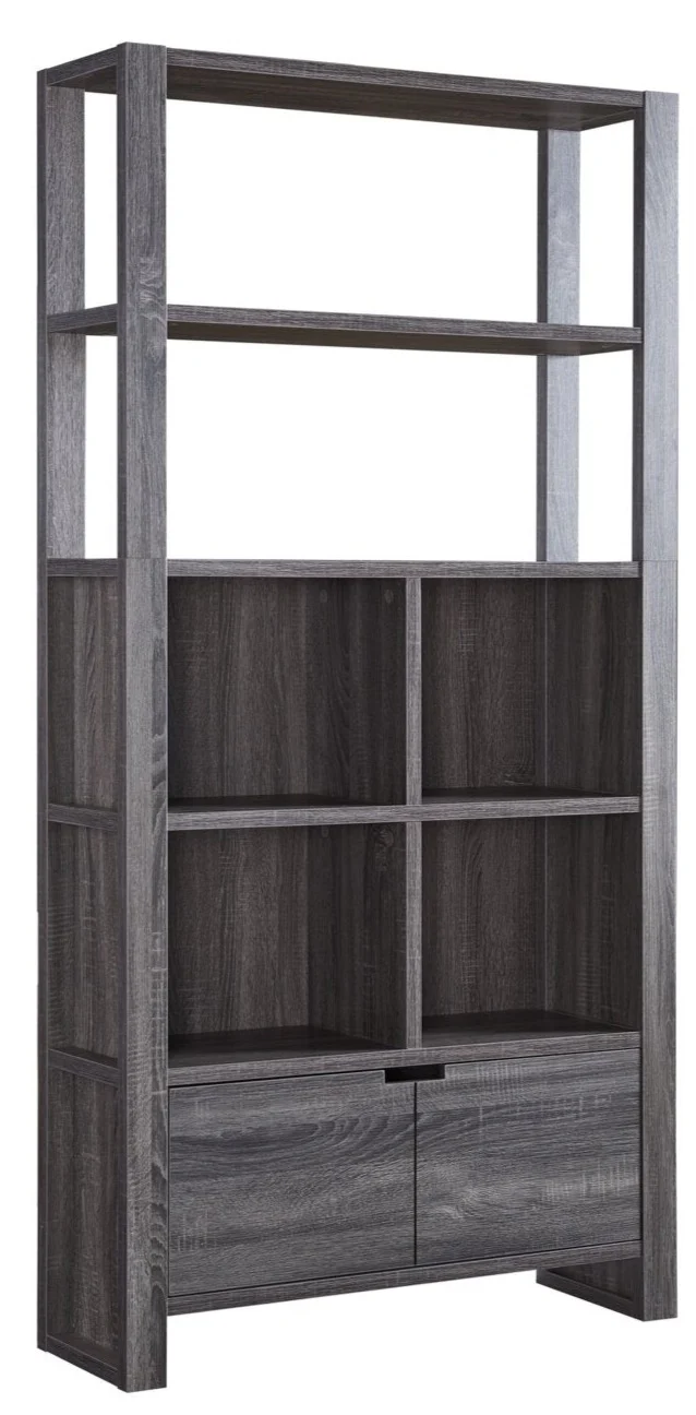 Oscar Owen 36" Bookcase with Drawer & 6 Shelves - Grey