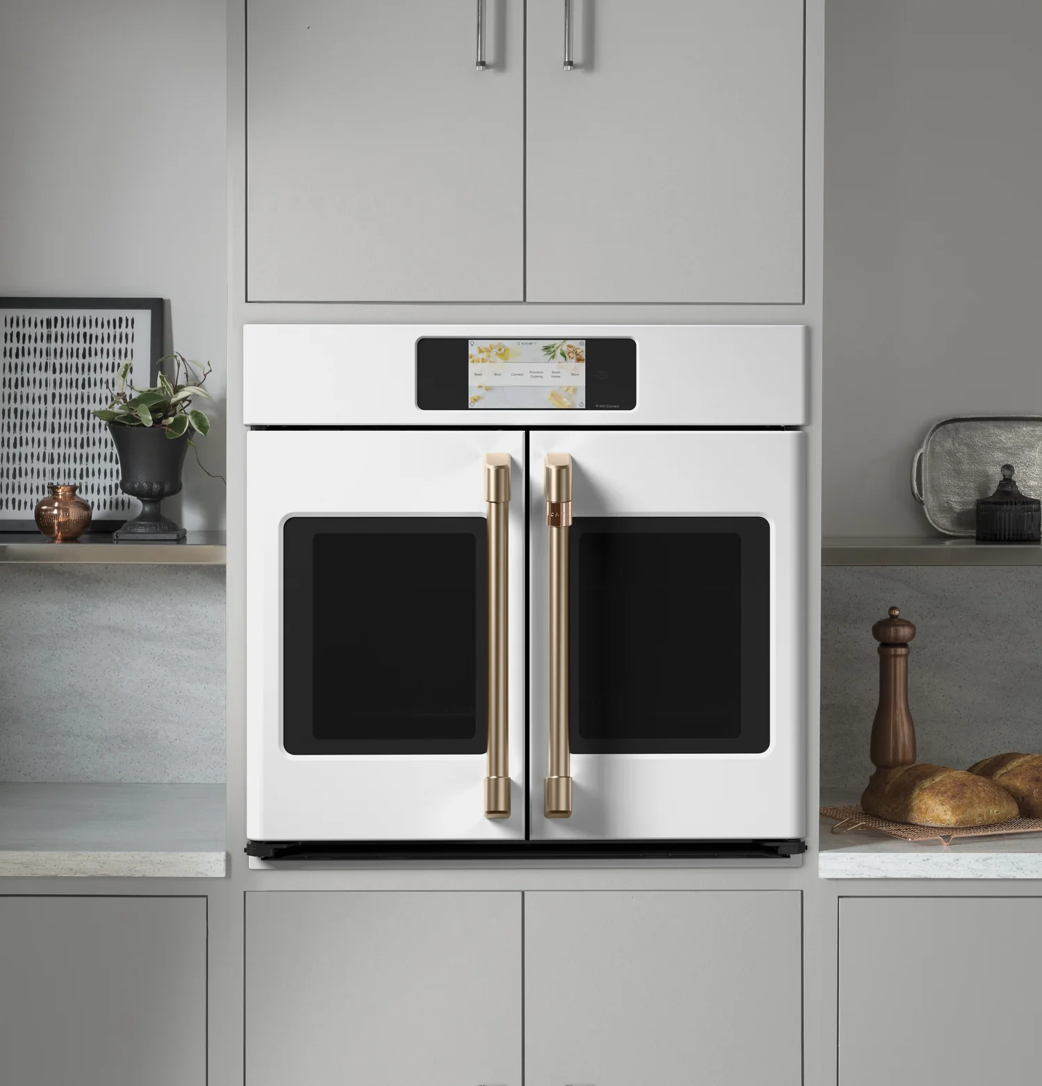 Cafe 30" 5 Cu. Ft. Electric Wall Oven with True European Convection French Door - Matte White - CTS90FP4NW2