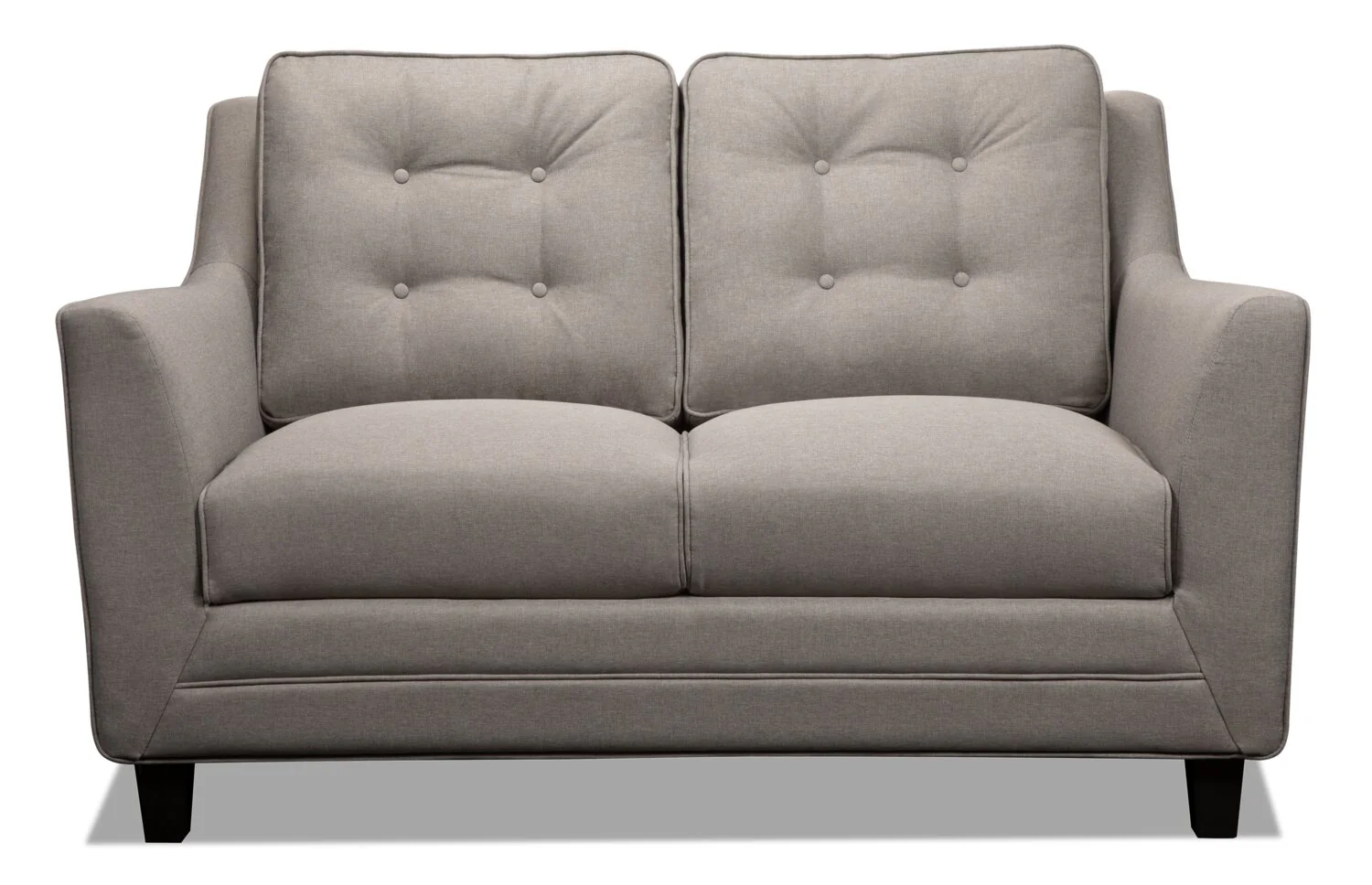 Novalee 57" Linen-Look Fabric Loveseat with Flared Arms and Button Tufting - Taupe