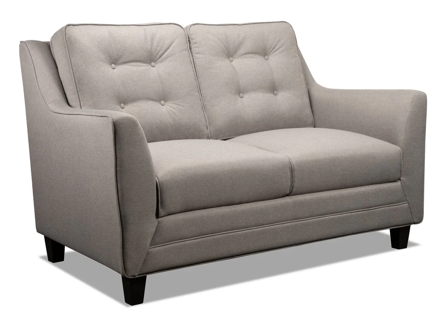 Novalee 57" Linen-Look Fabric Loveseat with Flared Arms and Button Tufting - Taupe