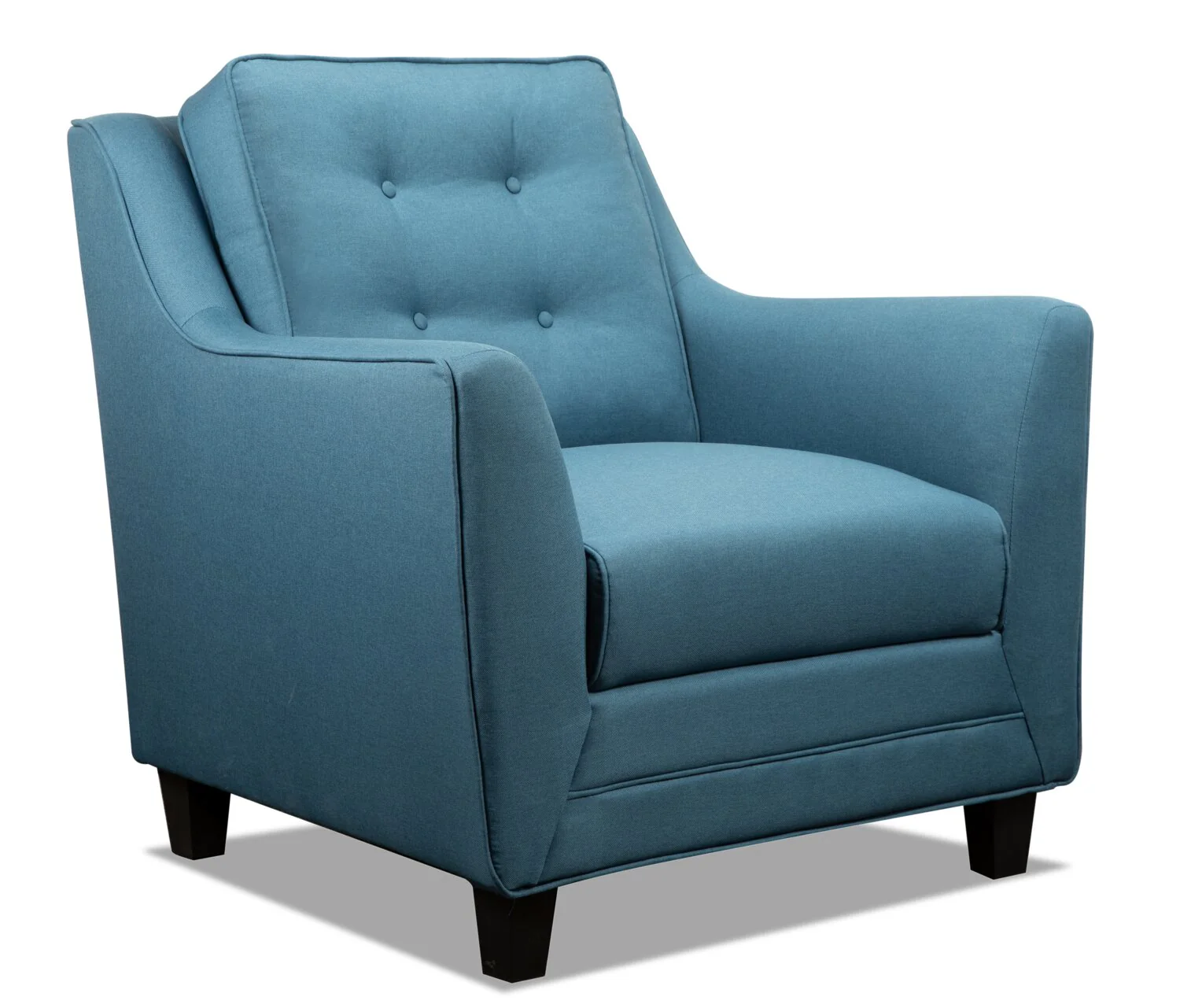 Novalee 35" Linen-Look Fabric Chair with Flared Arms and Button Tufting - Blue