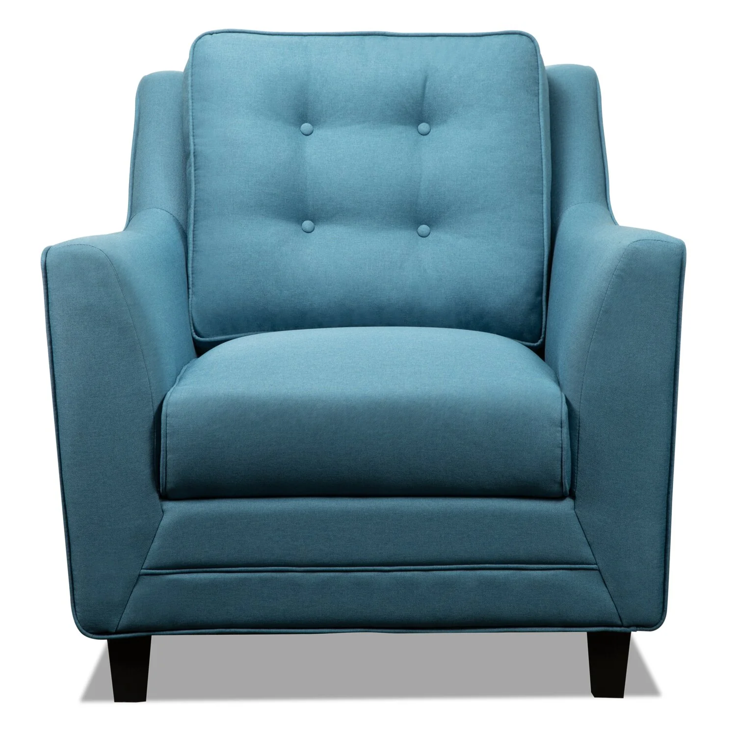 Novalee 35" Linen-Look Fabric Chair with Flared Arms and Button Tufting - Blue