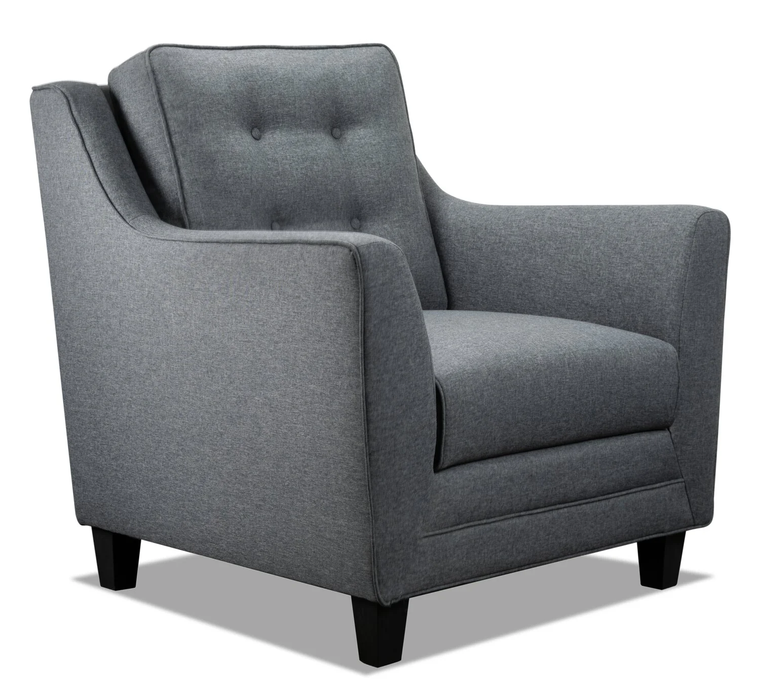 Novalee 35" Linen-Look Fabric Chair with Flared Arms and Button Tufting - Grey