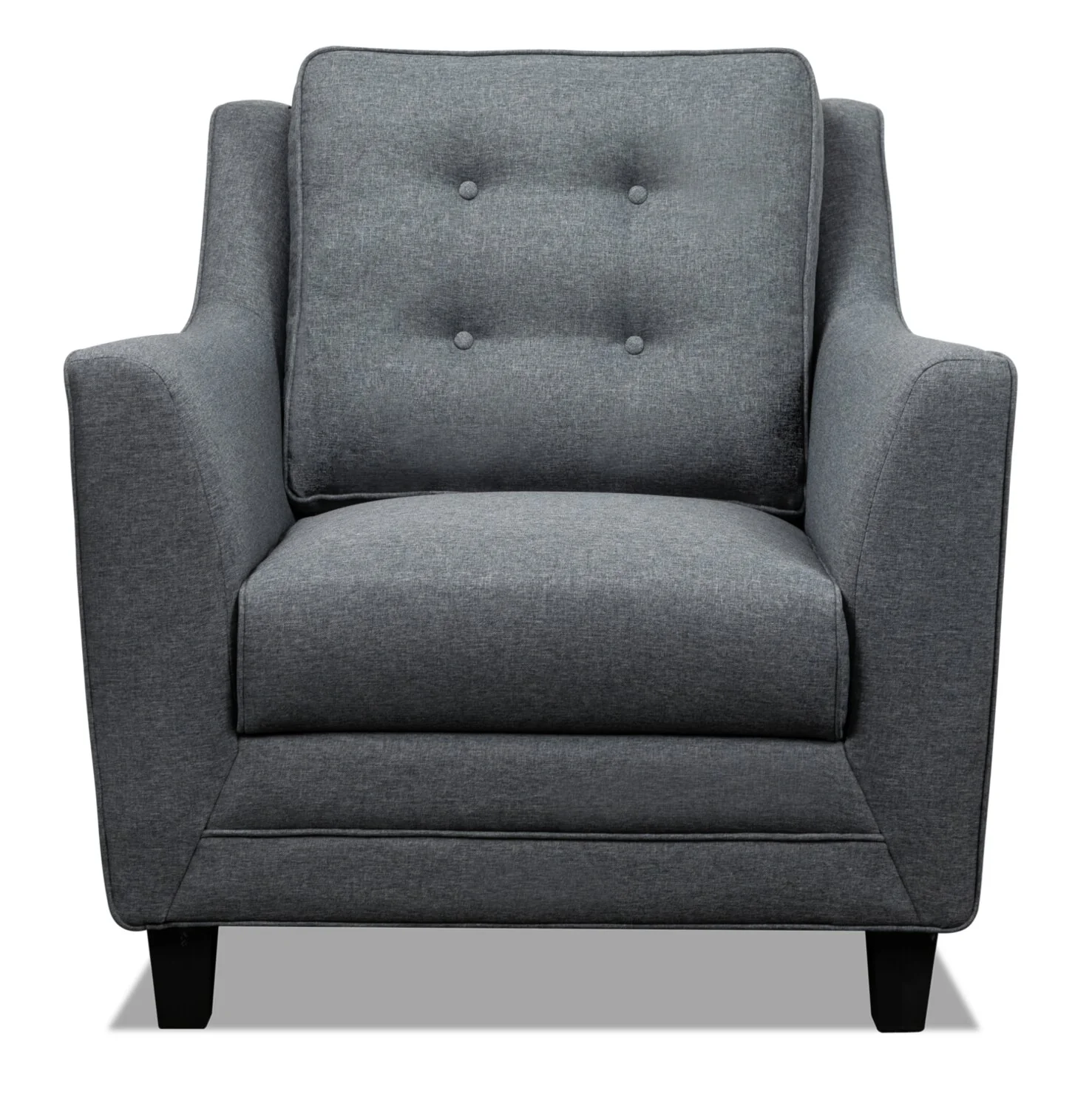 Novalee 35" Linen-Look Fabric Chair with Flared Arms and Button Tufting - Grey