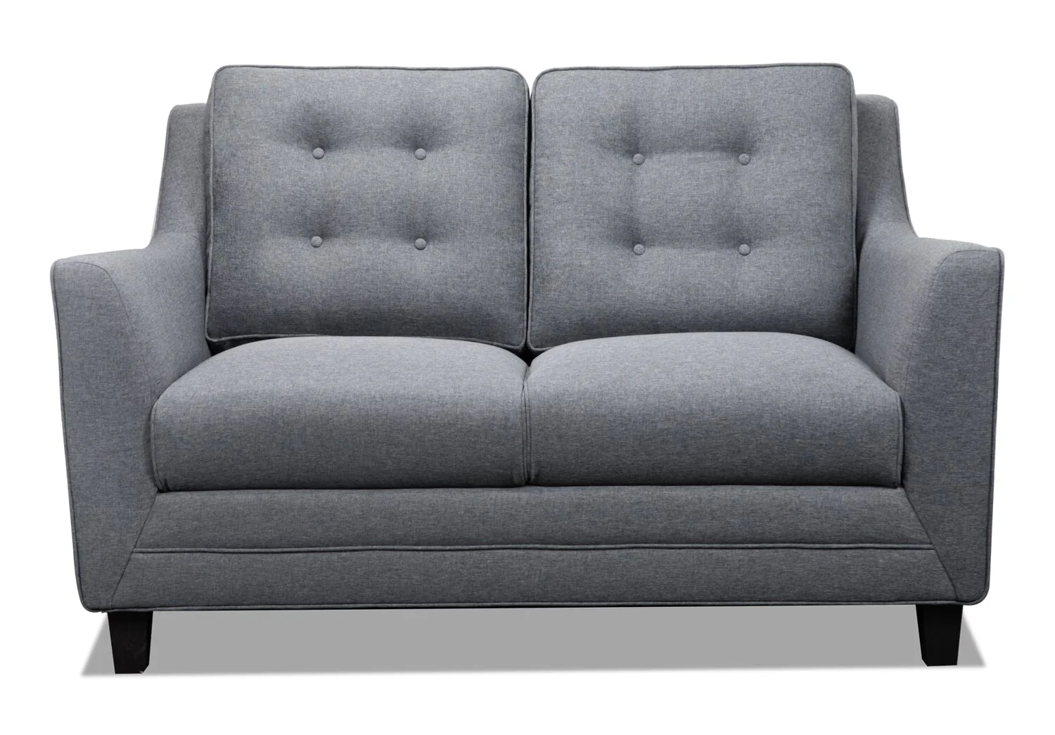 Novalee 57" Linen-Look Fabric Loveseat with Flared Arms and Button Tufting - Grey