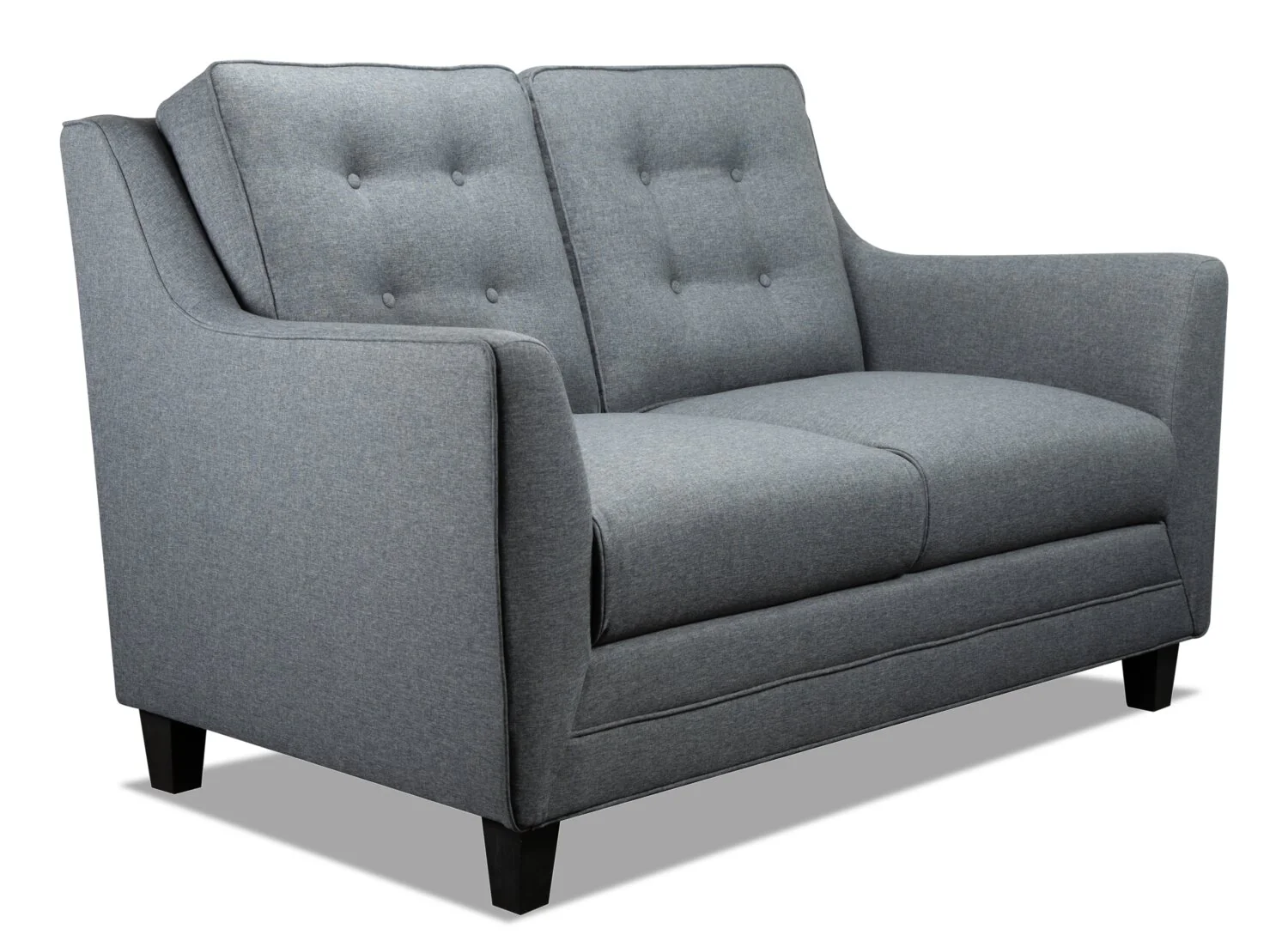 Novalee 57" Linen-Look Fabric Loveseat with Flared Arms and Button Tufting - Grey