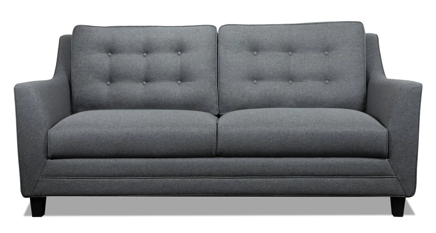 Novalee 75.5" Linen-Look Sofa with Flared Arms and Button Tufting - Grey