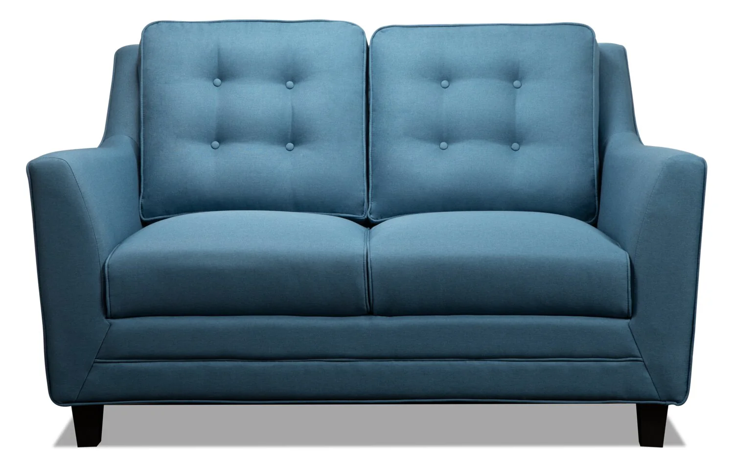 Novalee 57" Linen-Look Fabric Loveseat with Flared Arms and Button Tufting - Blue