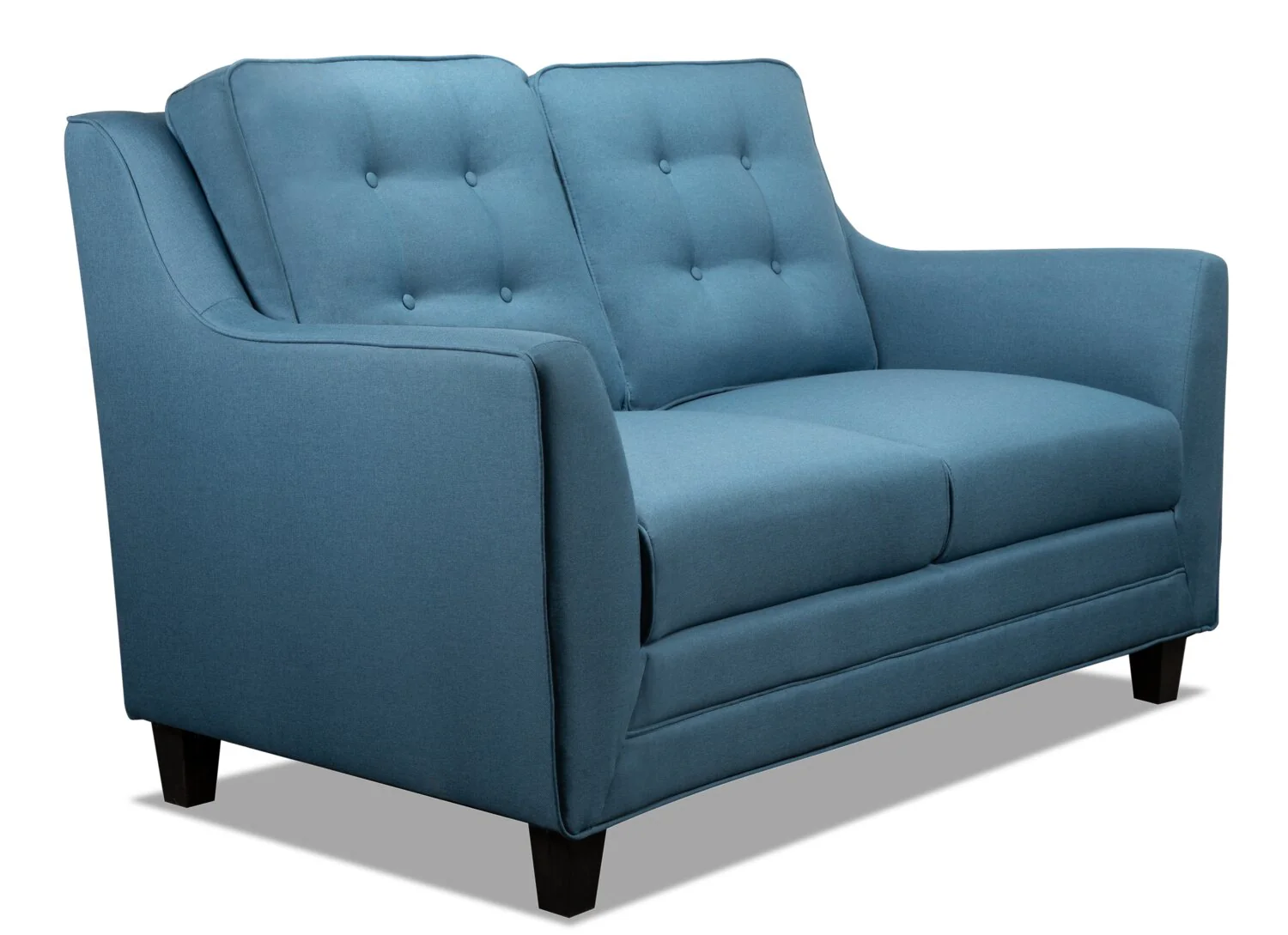 Novalee 57" Linen-Look Fabric Loveseat with Flared Arms and Button Tufting - Blue