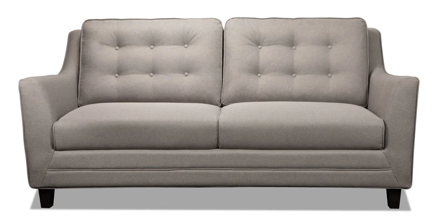 Novalee 75.5" Linen-Look Sofa with Flared Arms and Button Tufting - Taupe
