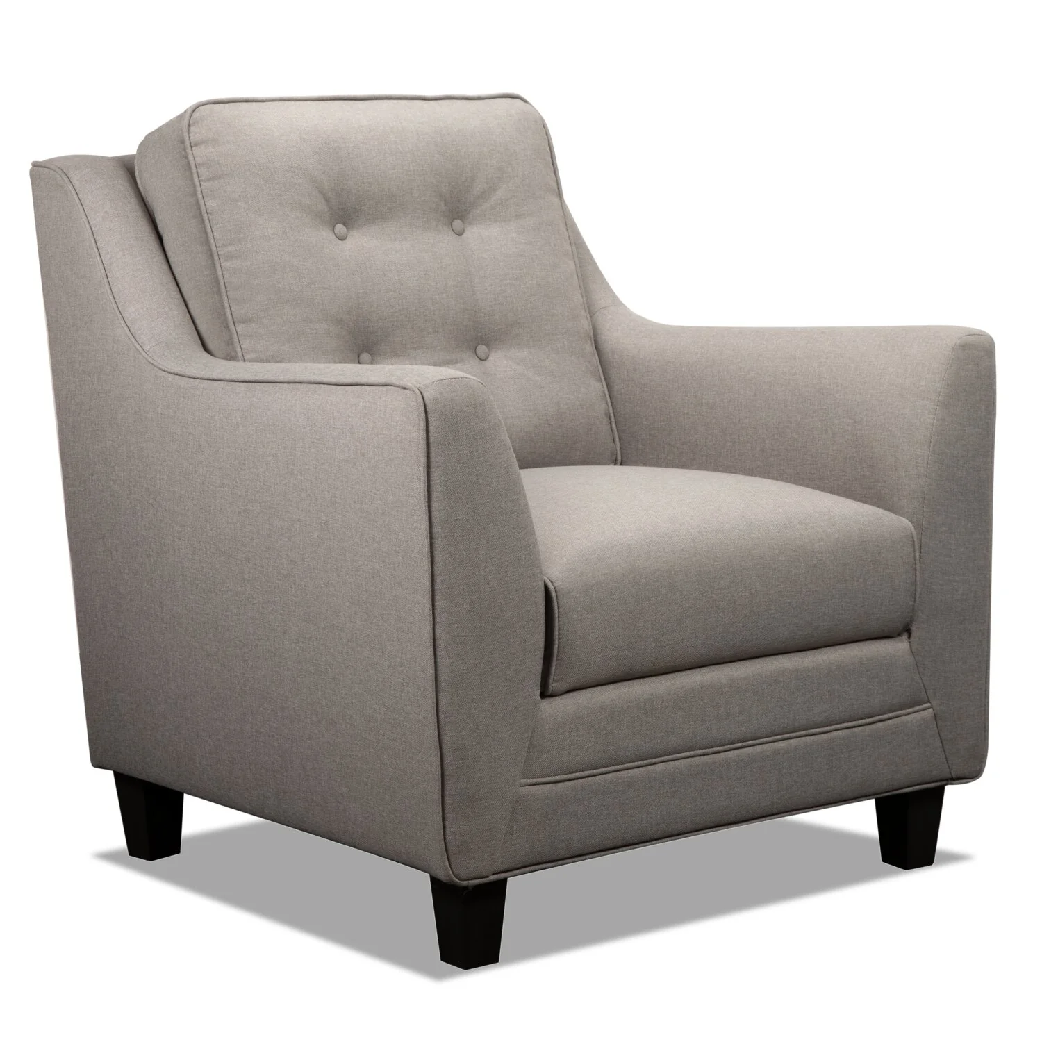 Novalee 35" Linen-Look Fabric Chair with Flared Arms and Button Tufting - Taupe