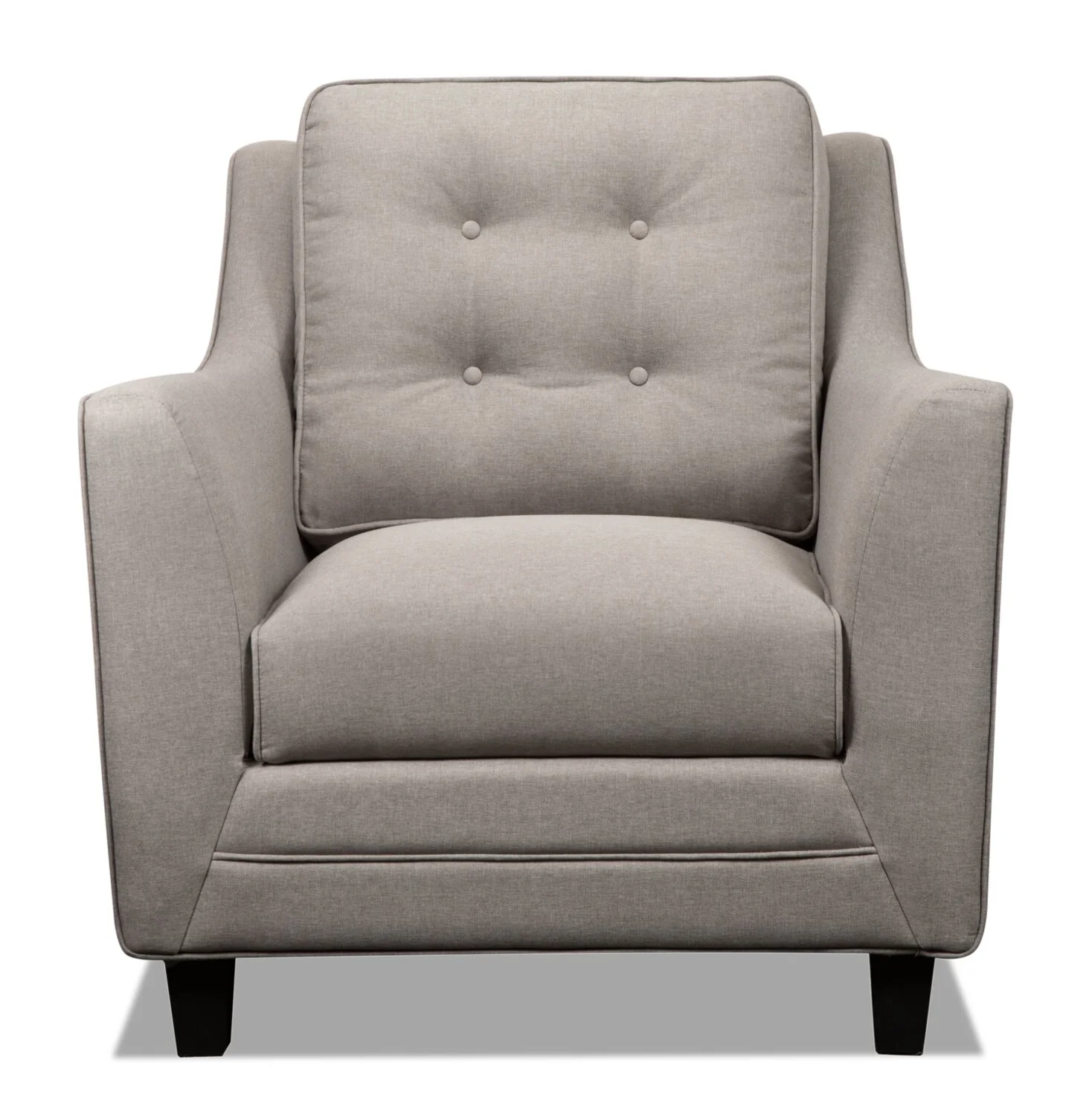 Novalee 35" Linen-Look Fabric Chair with Flared Arms and Button Tufting - Taupe