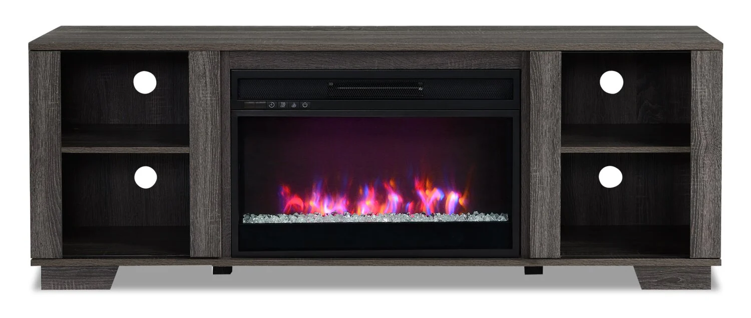 Antoni 62" Modern Electric Fireplace TV Stand with Storage and Cable Management for TVs up to 70"- Grey