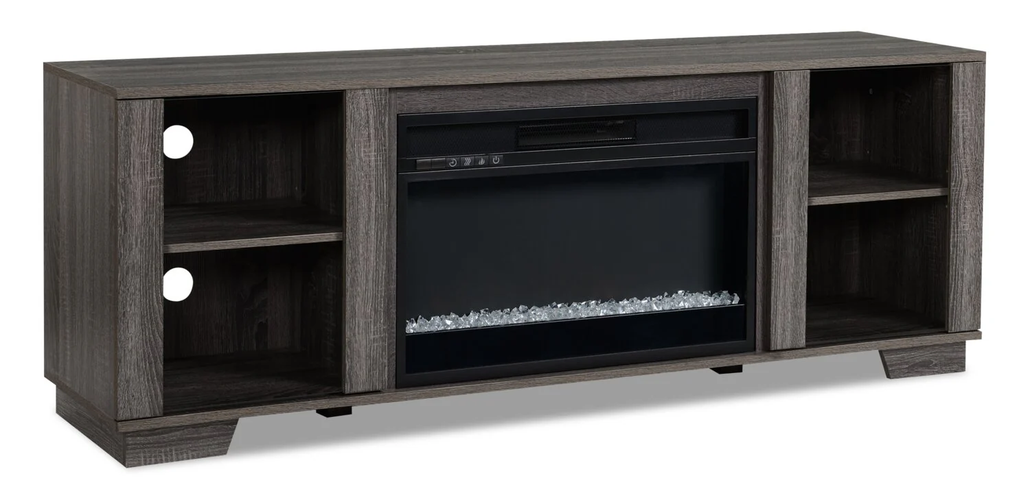 Antoni 62" Modern Electric Fireplace TV Stand with Storage and Cable Management for TVs up to 70"- Grey