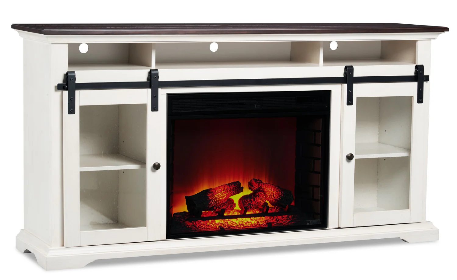 Monte 69" Electric Fireplace TV Stand with Storage and Cable Management for TVs up to  75"- White