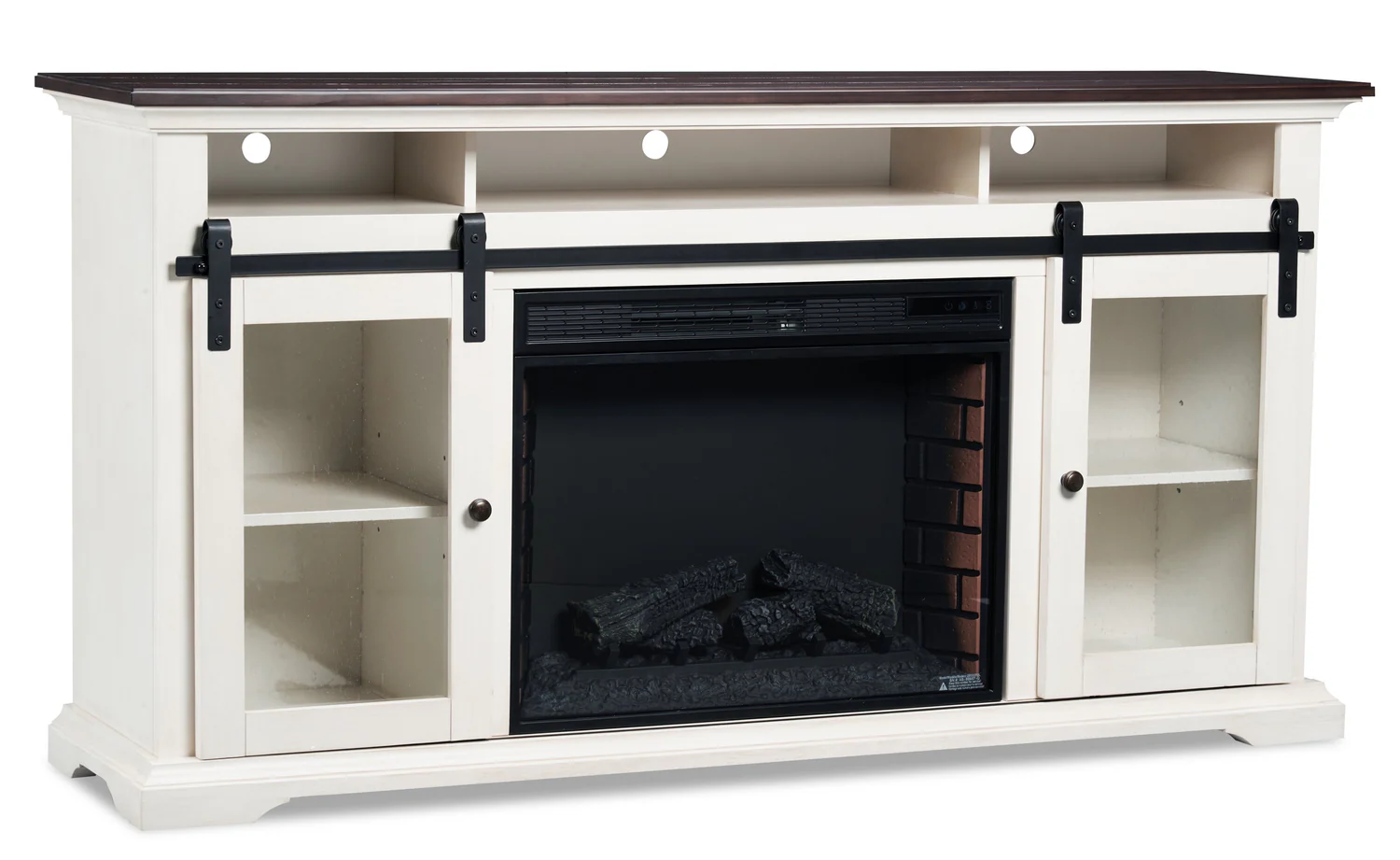 Monte 69" Electric Fireplace TV Stand with Storage and Cable Management for TVs up to  75"- White