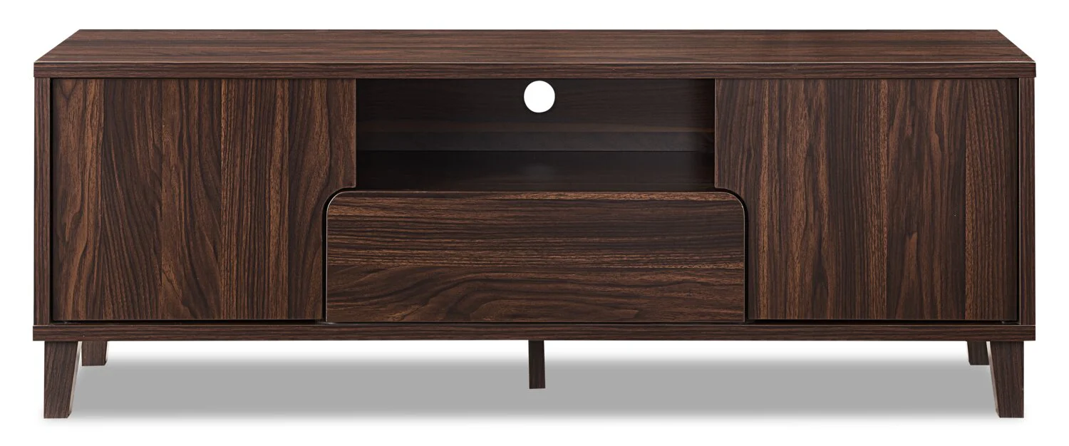 Finn 60" TV Stand with Storage and Cable Management for TVs up to 65"- Dark Walnut