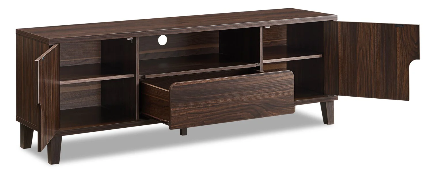 Finn 60" TV Stand with Storage and Cable Management for TVs up to 65"- Dark Walnut
