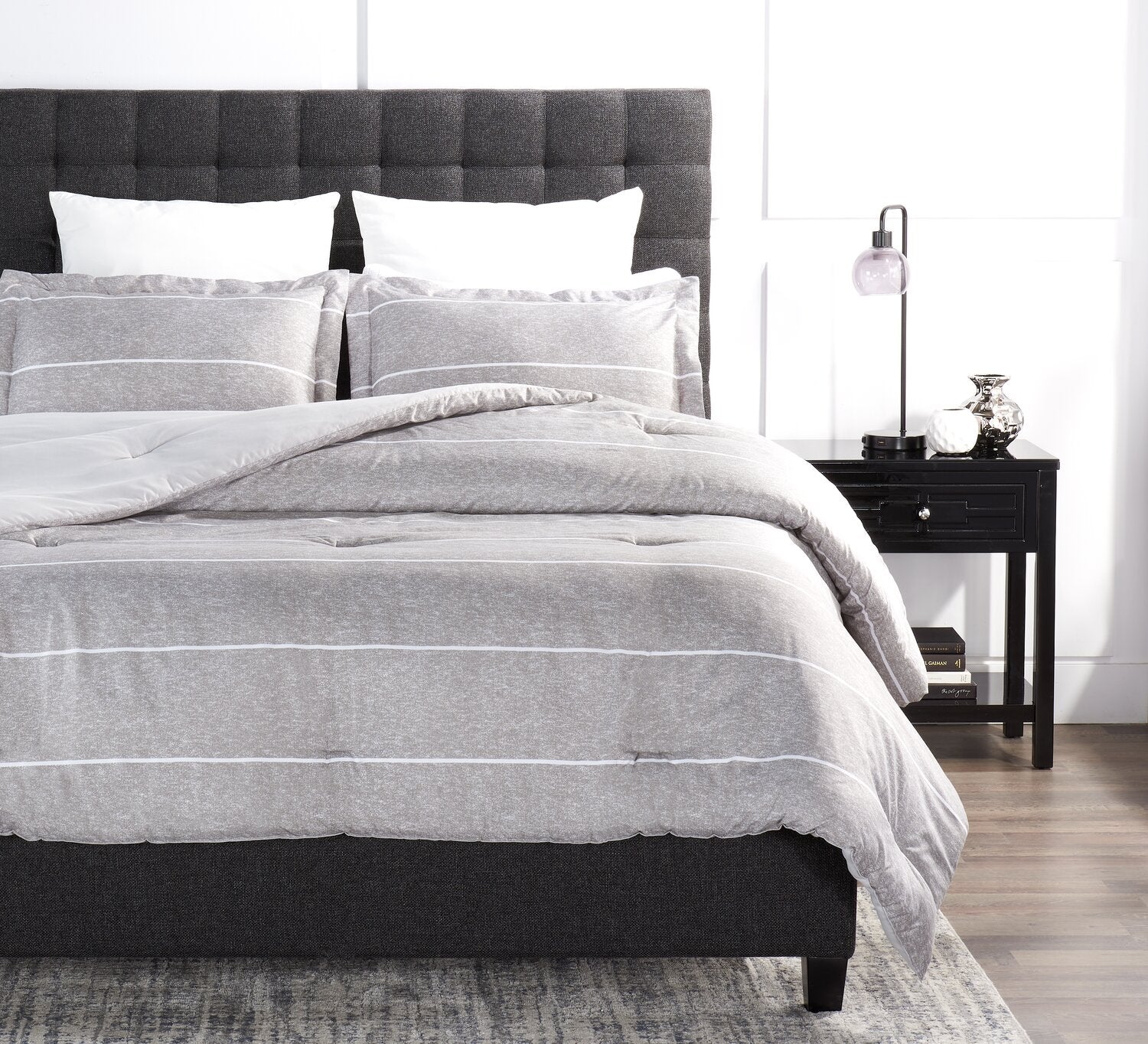 Stripes 3-Piece Full/Queen Comforter Set - Grey