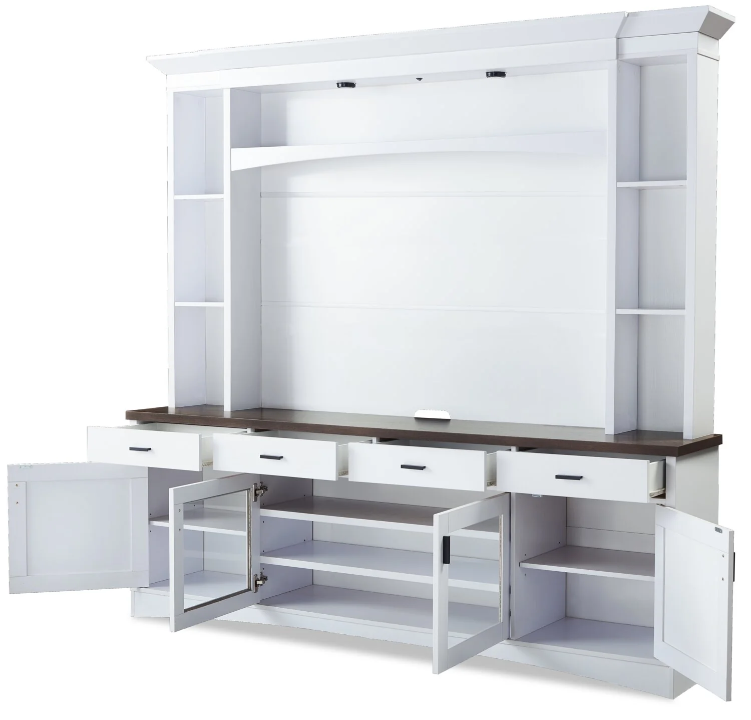 Emry 87.5" 3-Piece Wall Unit Entertainment Centre with Storage and Cable Management for TVs up to 90"- White