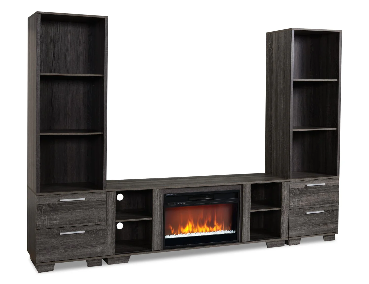 Antoni 102" Modern 3-Piece Entertainment Centre with Electric Fireplace and Storage for TVs up to 70"- Grey