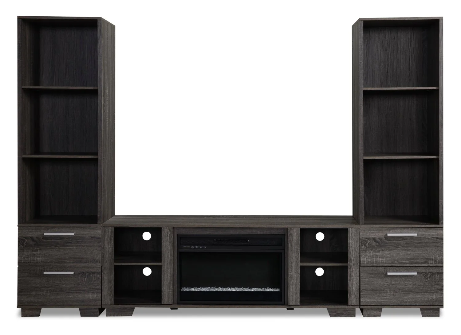 Antoni 102" Modern 3-Piece Entertainment Centre with Electric Fireplace and Storage for TVs up to 70"- Grey