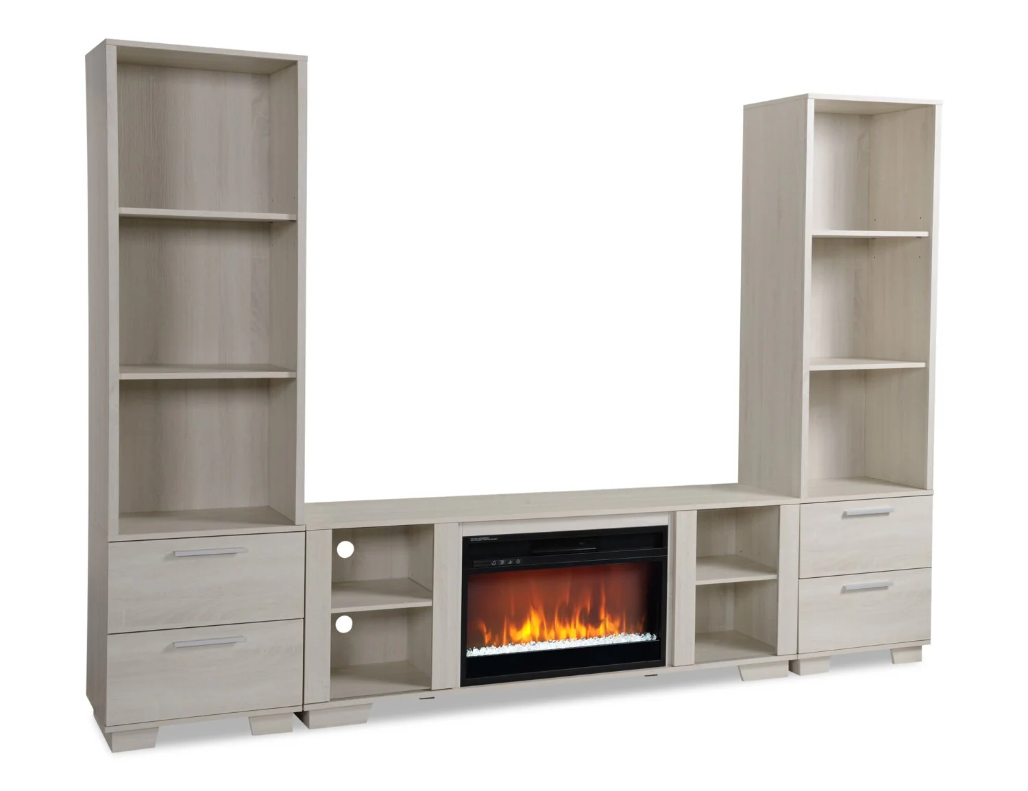 Antoni 102" Modern 3-Piece Entertainment Centre with Electric Fireplace and Storage for TVs up to 70"- White
