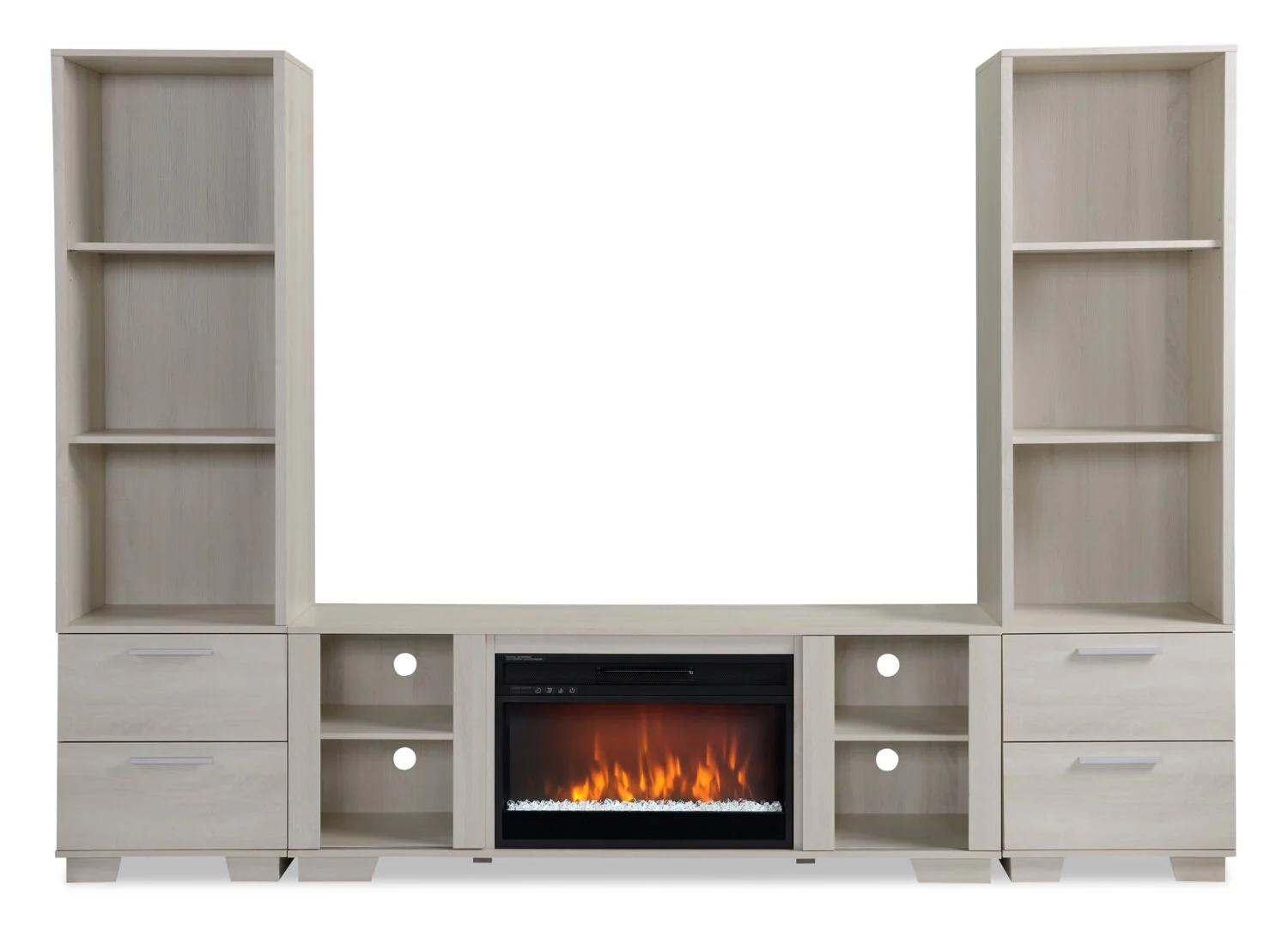Antoni 102" Modern 3-Piece Entertainment Centre with Electric Fireplace and Storage for TVs up to 70"- White