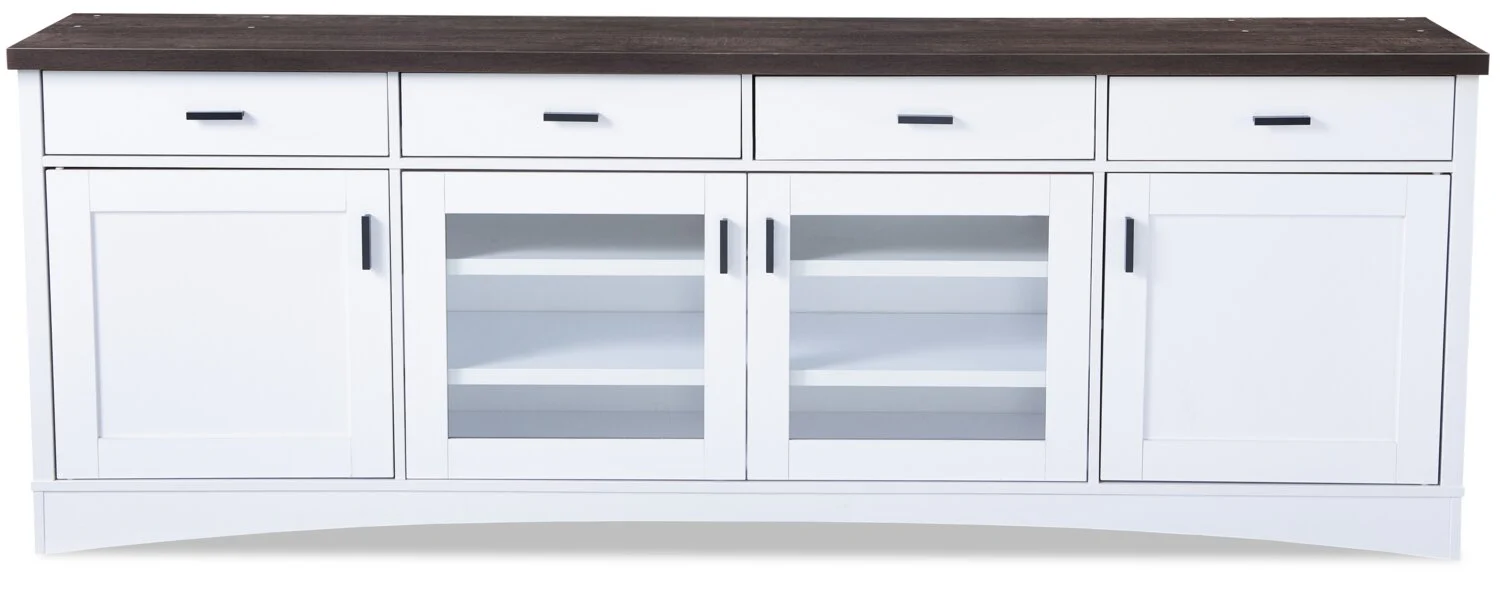 Emry 84" TV Stand with Storage and Cable Management for TVs up to 90"- White