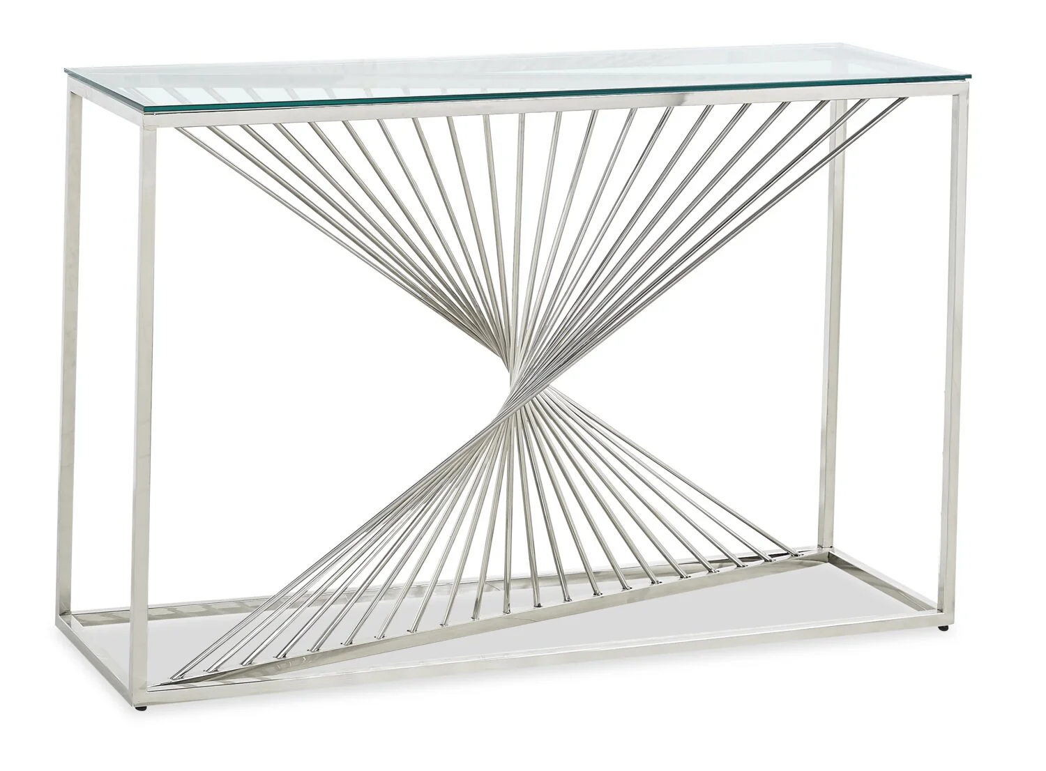 Andreas 47" Modern Glass Top Sofa Table - Silver with Chrome Metal Base