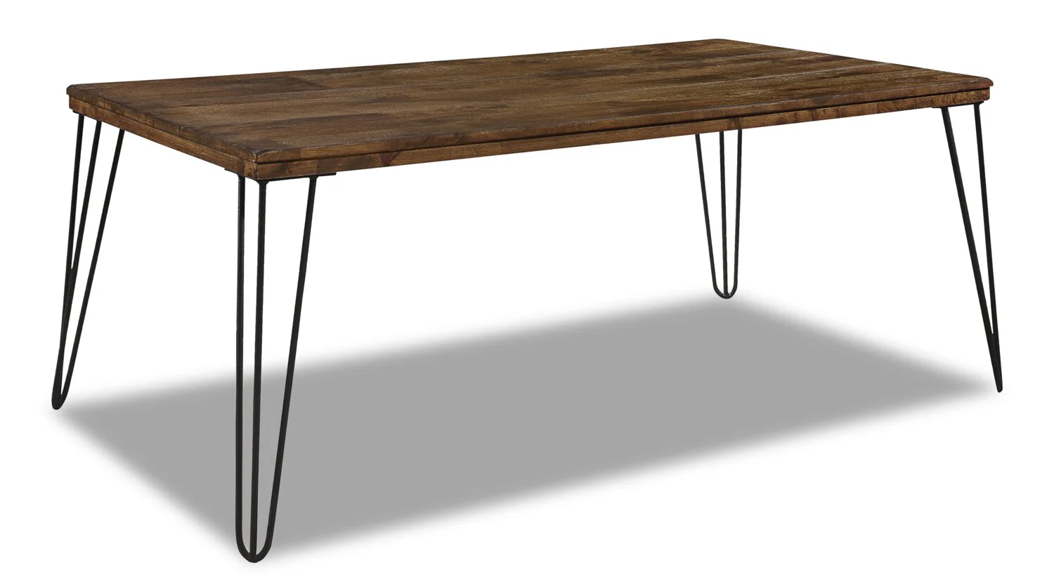 Woodland 23.4" Rustic Coffee Table - Brown Oak Finish with Metal Legs
