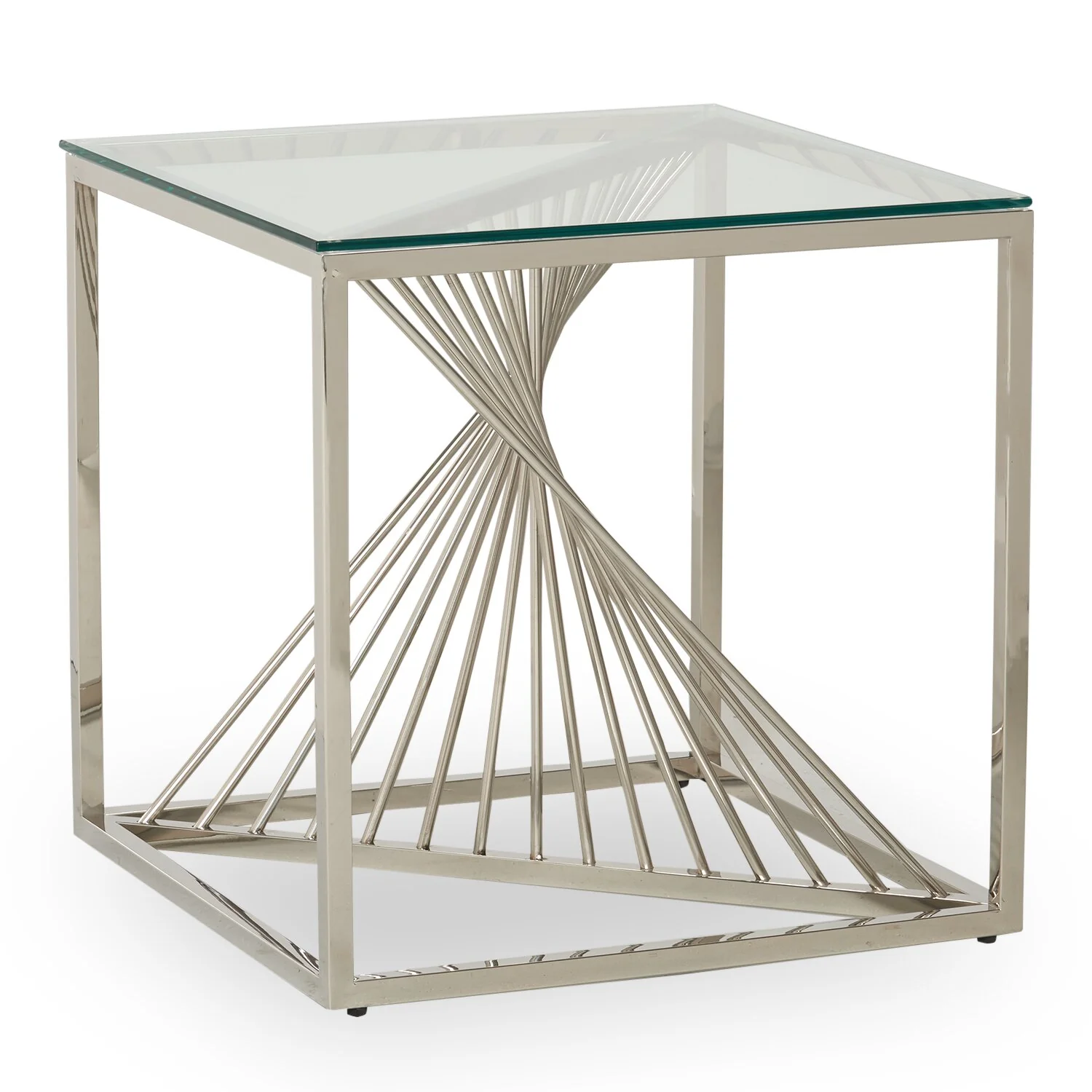 Andreas 22" Modern Glass Top End Table - Silver with Chrome Metal Base