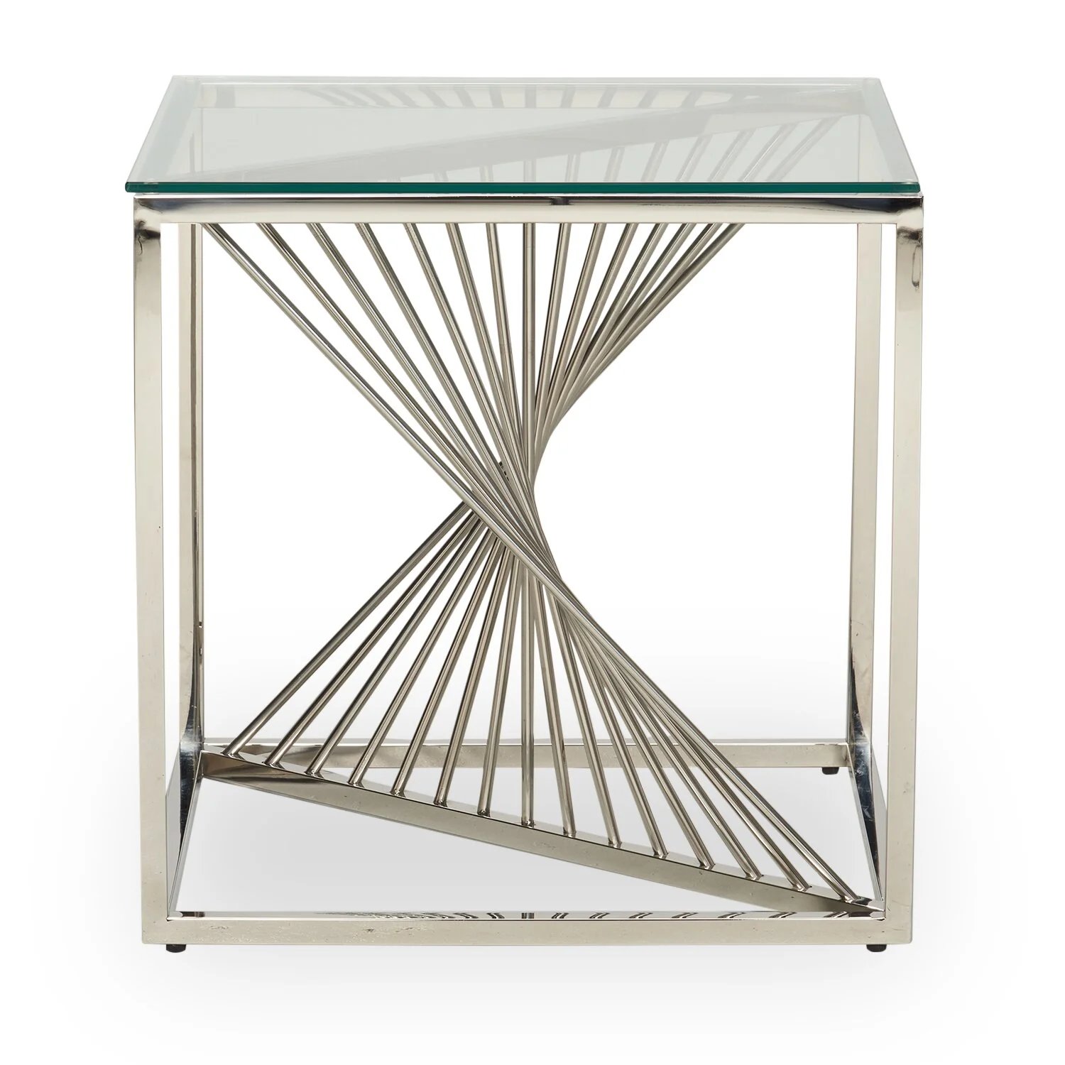 Andreas 22" Modern Glass Top End Table - Silver with Chrome Metal Base