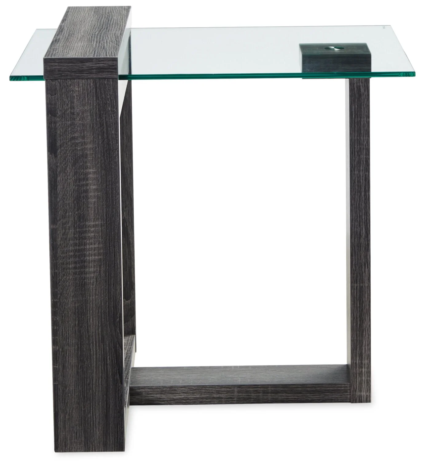California 22" Modern Glass Top End Table - Distressed Grey