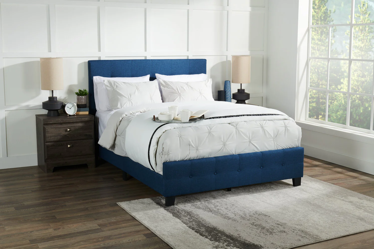 472-page-upholstered-bed-in-blue-linen-look-fabric-button-tufted-king-size-5.webp Page Upholstered Bed in Blue Linen-Look Fabric, Button Tufted - King Size