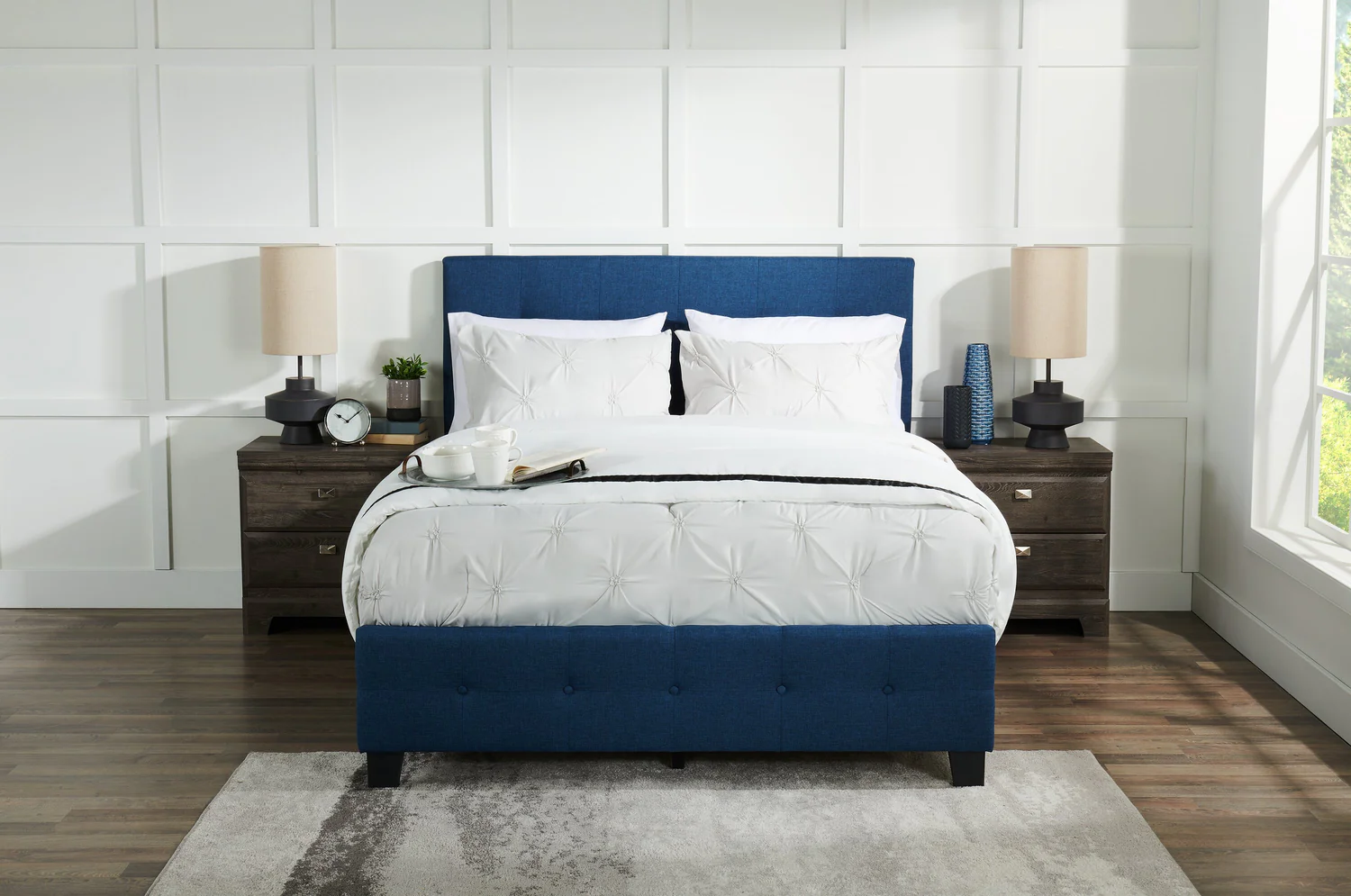 472-page-upholstered-bed-in-blue-linen-look-fabric-button-tufted-king-size-6.webp Page Upholstered Bed in Blue Linen-Look Fabric, Button Tufted - King Size