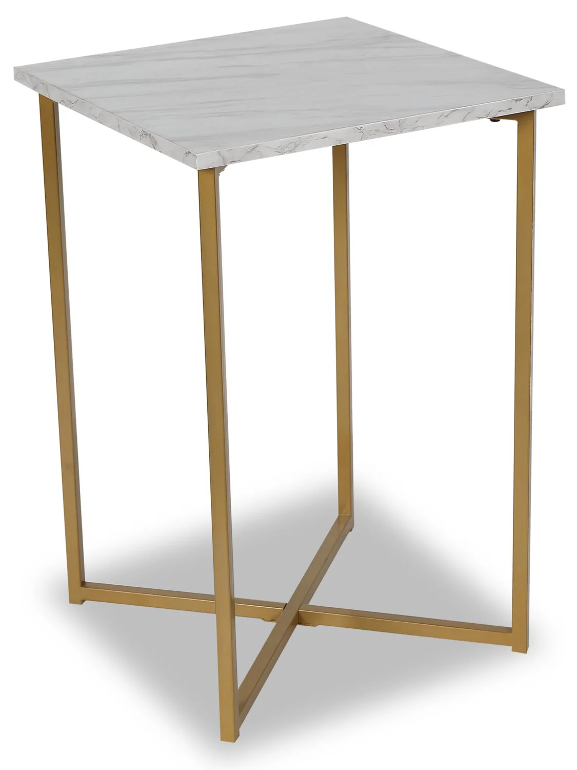 Mia 15.75" Faux Marble Chairside Table - White & Gold