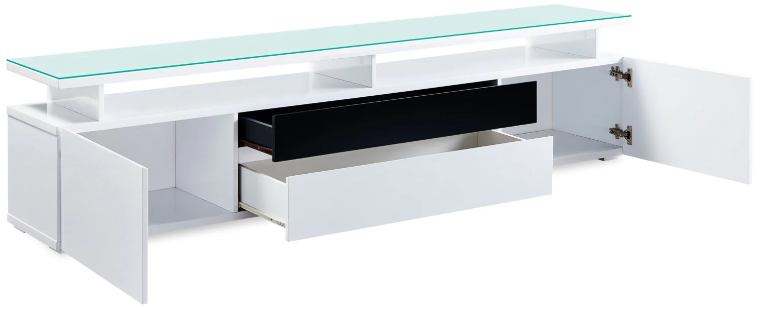 Adam 78" Modern TV Stand with Storage and Cable Management for TVs up to 85"- White