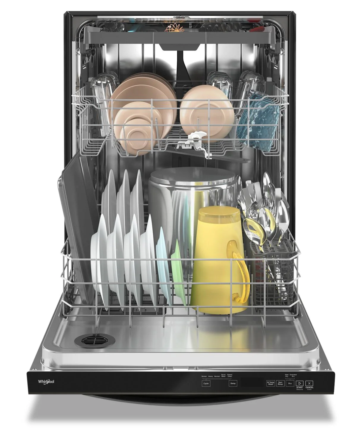 Whirlpool 24" 47 dBA Built-In Top-Control Dishwasher with Third Rack - Print Resist Black Stainless - WDT750SAKV