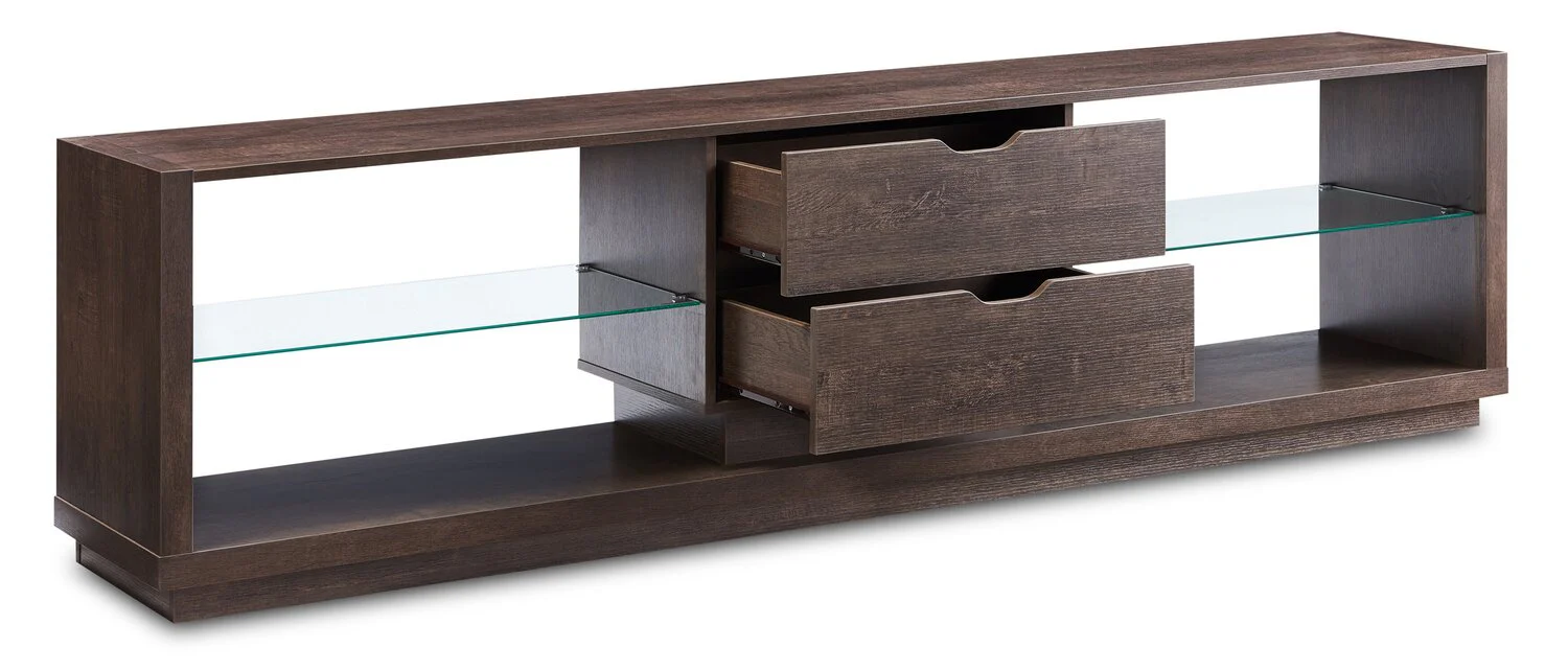 Alex 84" Modern TV Stand with Storage and Cable Management for TVs up to 90"- Walnut Oak