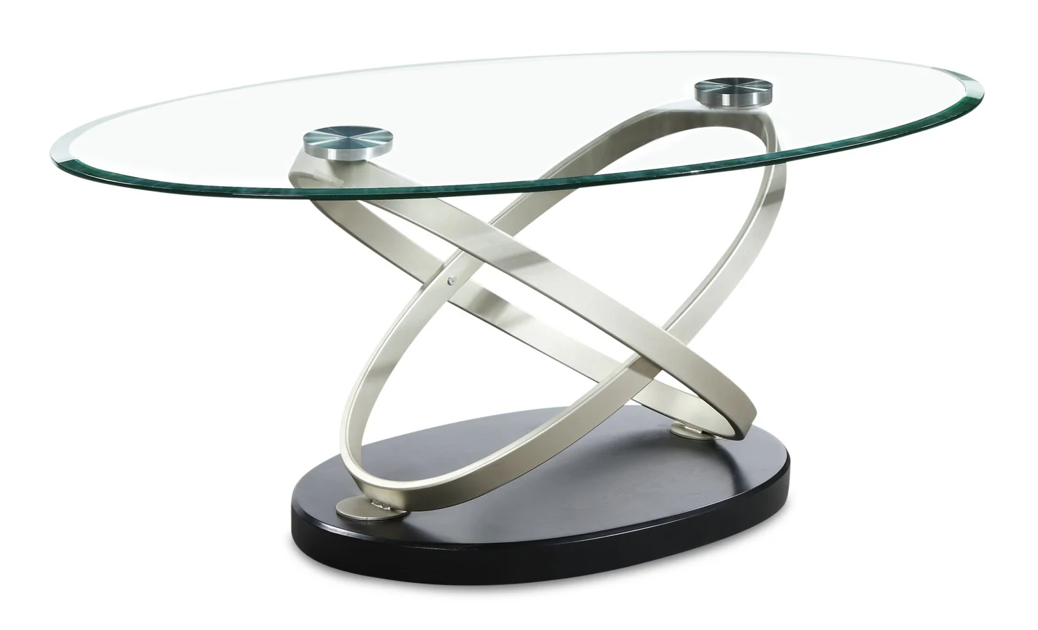 Vikki 48" Modern Oval Glass Top Coffee Table - Glass with Metal Base