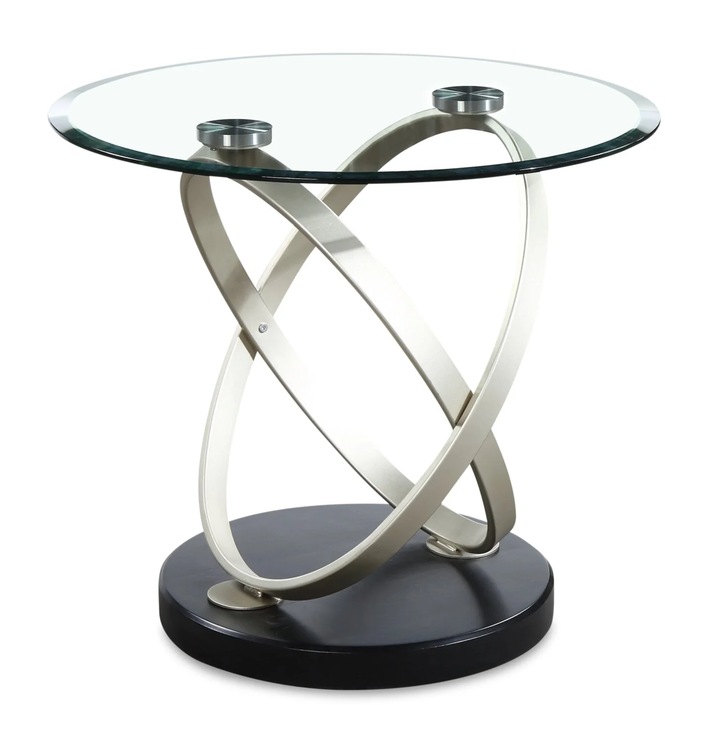 Vikki 26" Modern Round Glass Top End Table - Glass with Metal Base