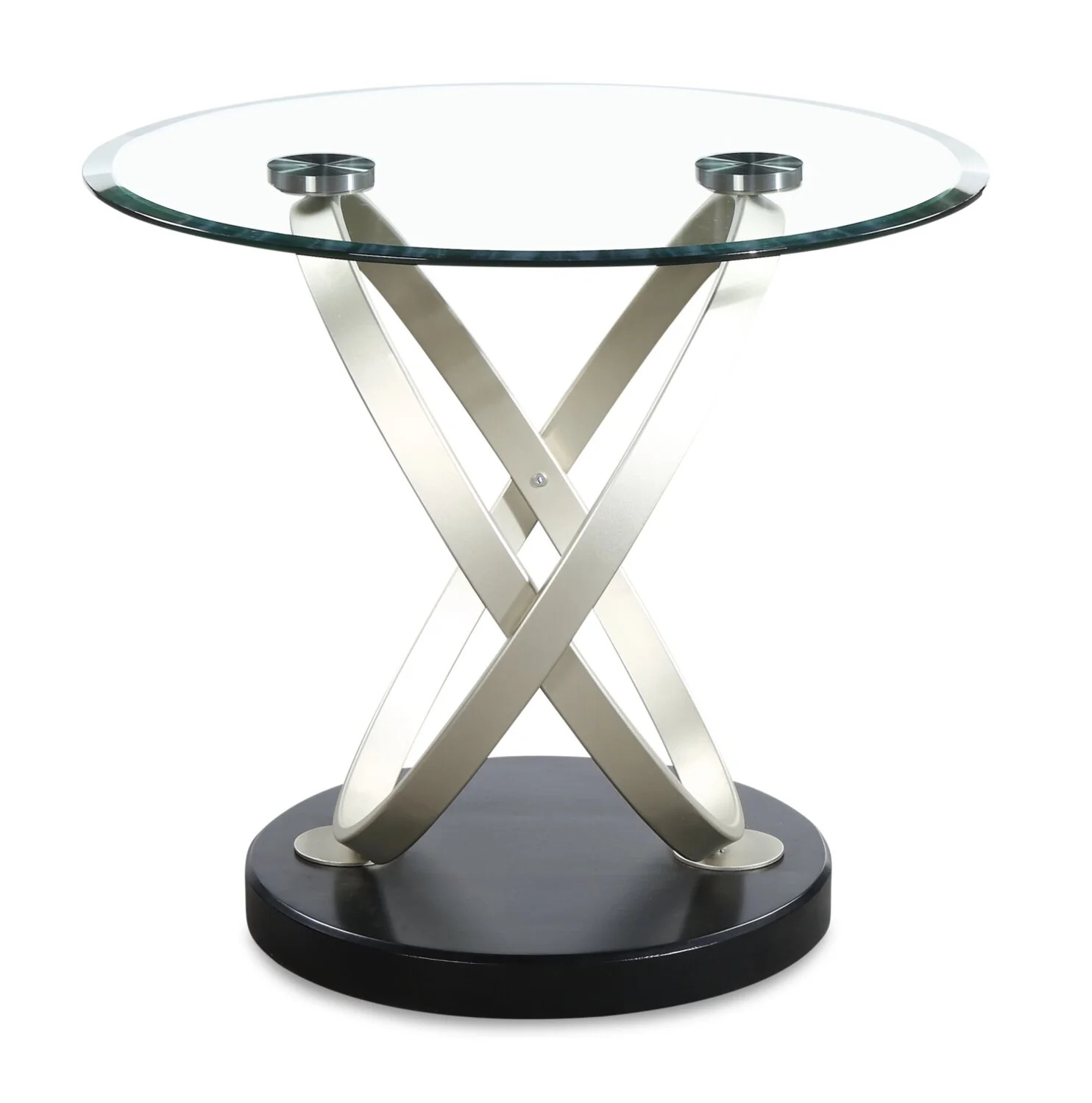 Vikki 26" Modern Round Glass Top End Table - Glass with Metal Base