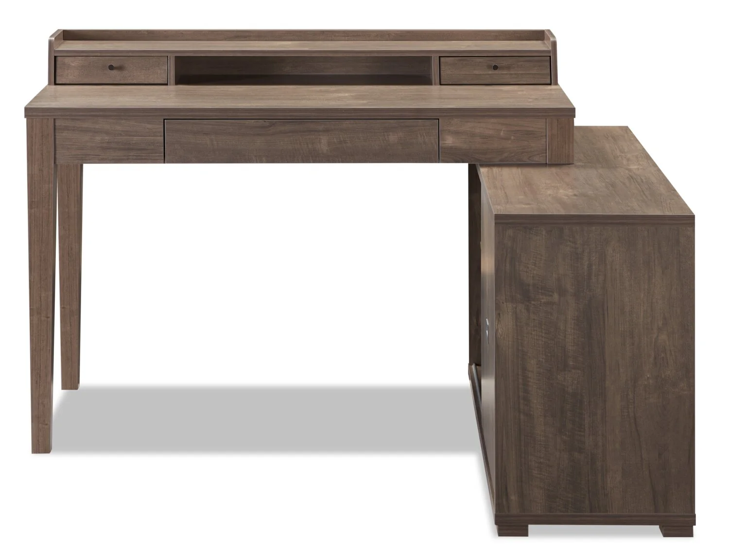 Jude 55" Reversible Office Desk with 3-Drawers & Cabinet- Hazelnut