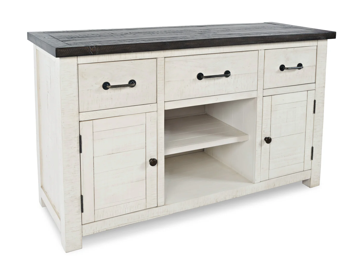 Madison 50" Rustic TV Stand with Storage and Cable Management for TVs up to 55"- White