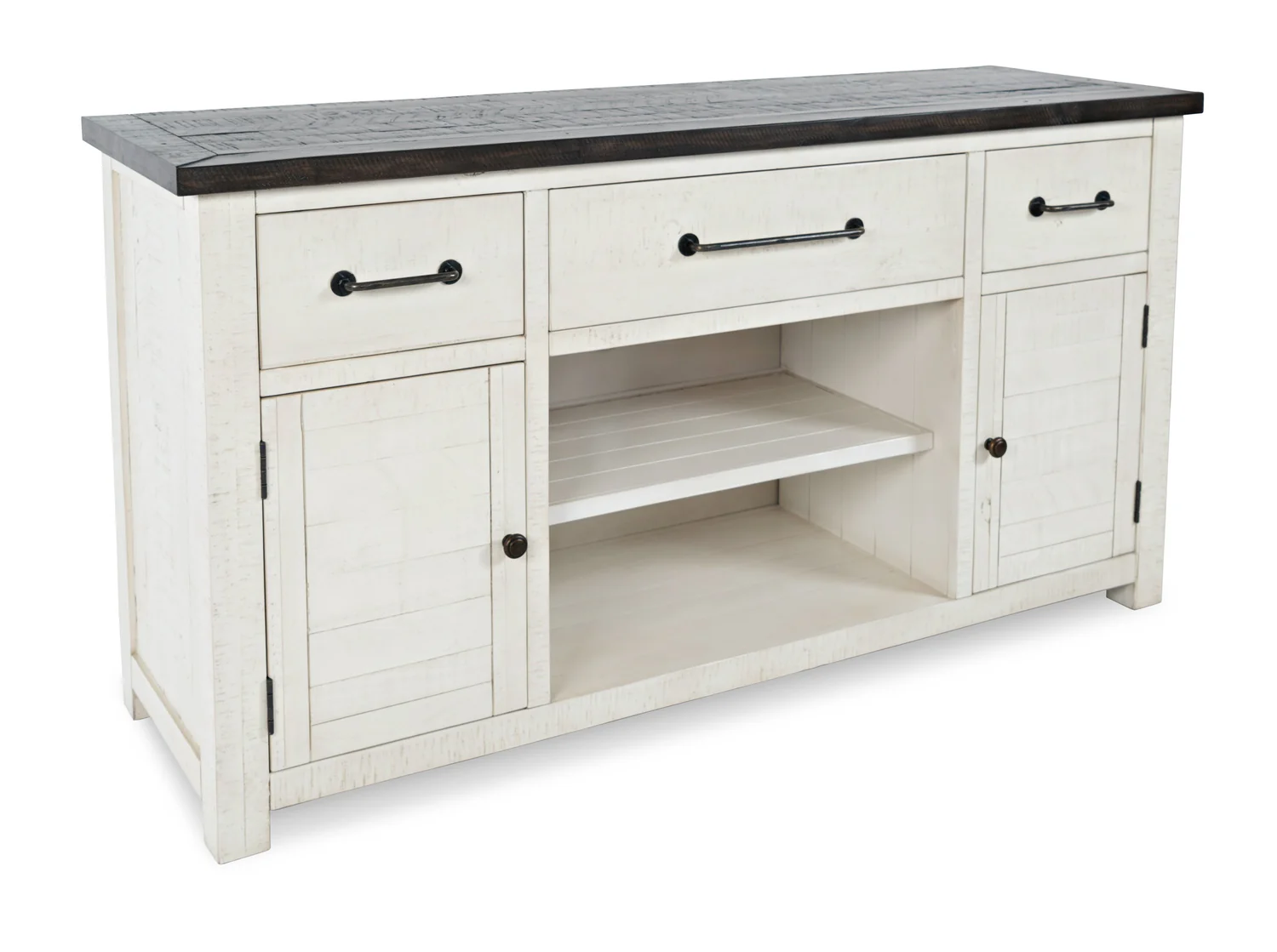 Madison 60" Rustic TV Stand with Storage and Cable Management for TVs up to 65"- White