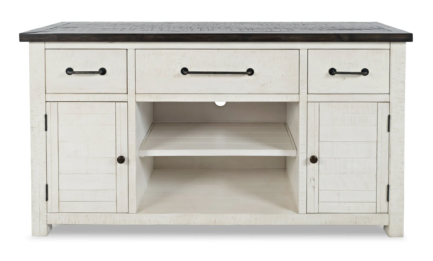 Madison 60" Rustic TV Stand with Storage and Cable Management for TVs up to 65"- White