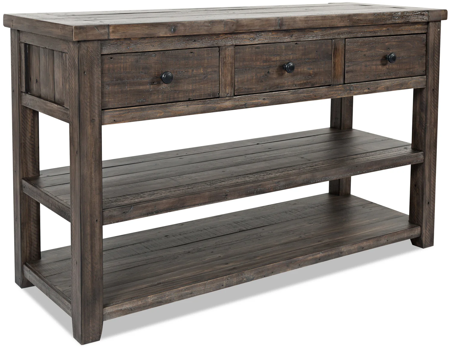 Madison 50" Rustic Sofa Table with Storage and Shelf - Grey Brown Wood